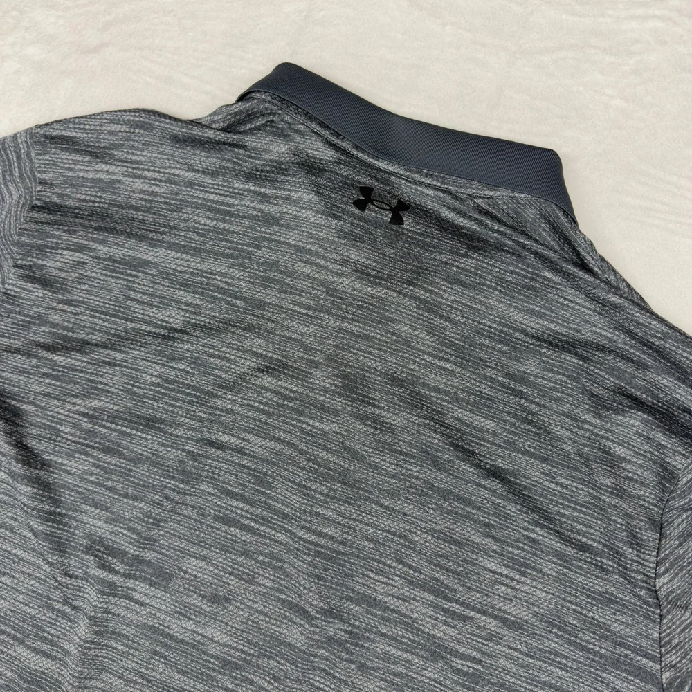 Under Armour Performance Polo Shirt Mens XXL Grey Space Dye Long Sleeve Loose